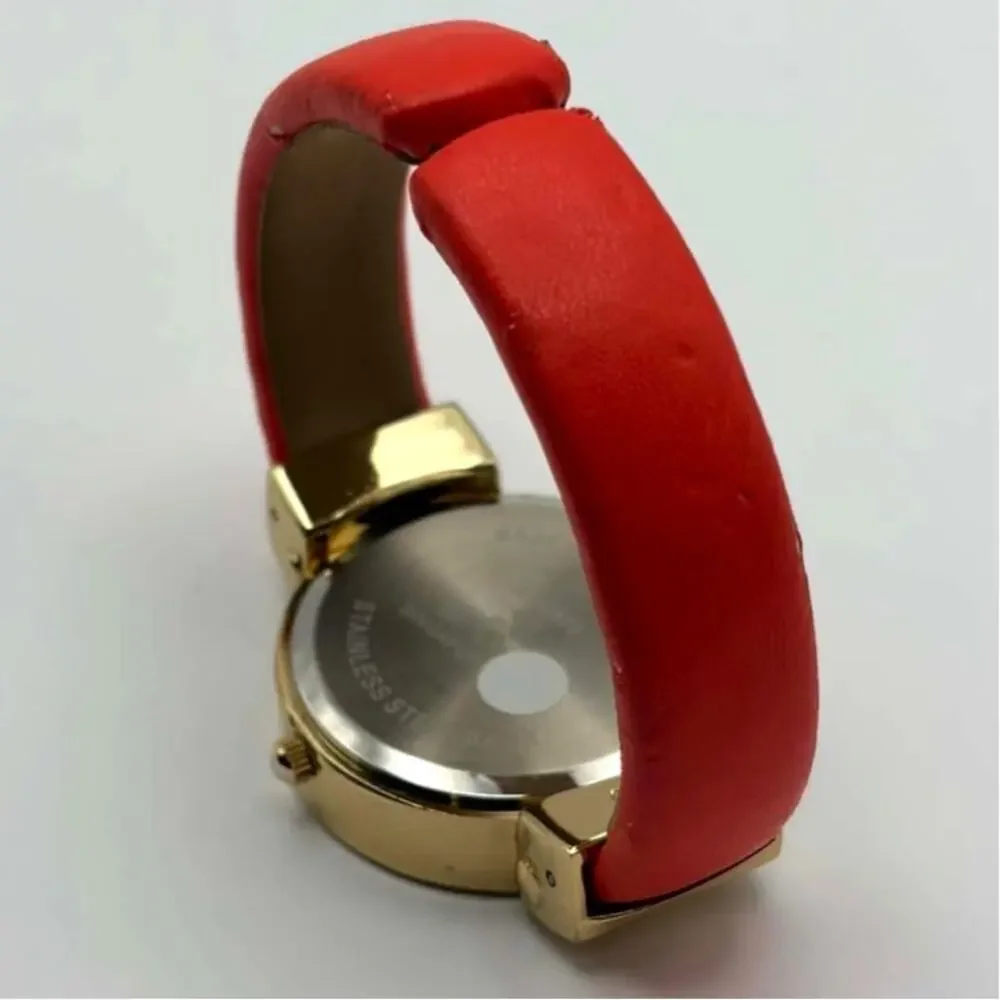 Gold & Red Quartz Cuff Watch